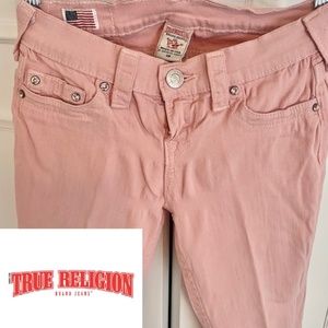 True Religion SWAROVSKI CRYSTALS pink skinny jeans